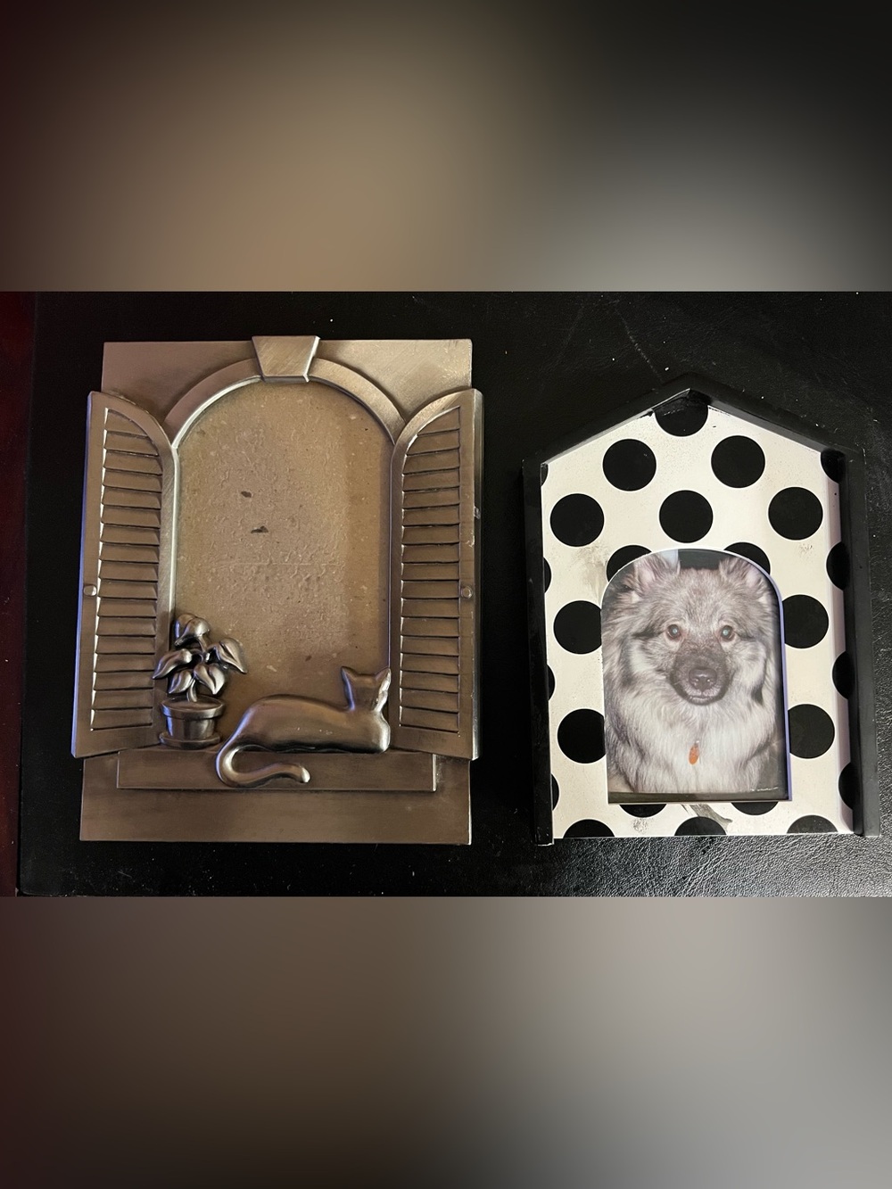 Silver Cat Shutter Picture Frame and Dog Frame - Home Accents